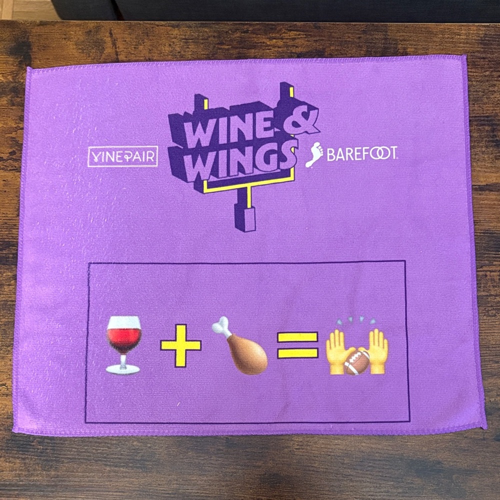 Wine & Wings Bar Towel Barefoot VinePair Football Tailgate BBQ Rally Towel